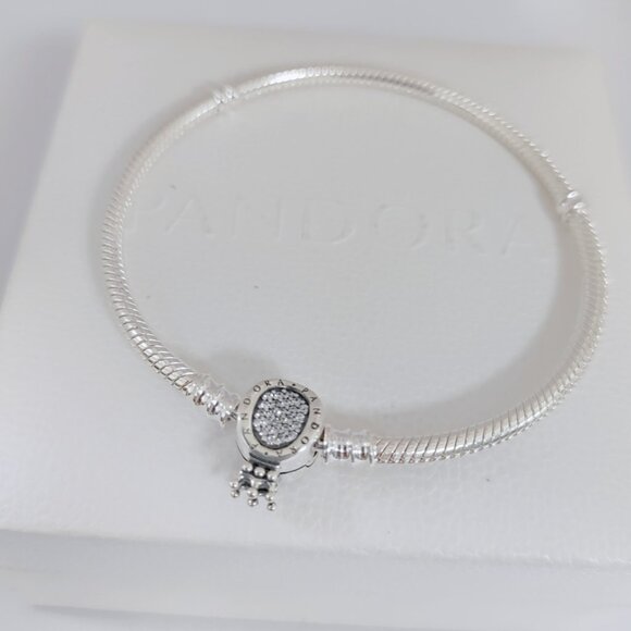 Pandora Moments Crown O Clasp Snake Chain Bracelet S925 Sterling Silver - Picture 2 of 4